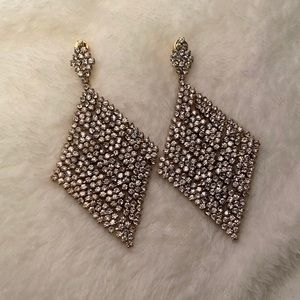 Diamond Shape Cubic Zirconia Mesh Drop Earrings